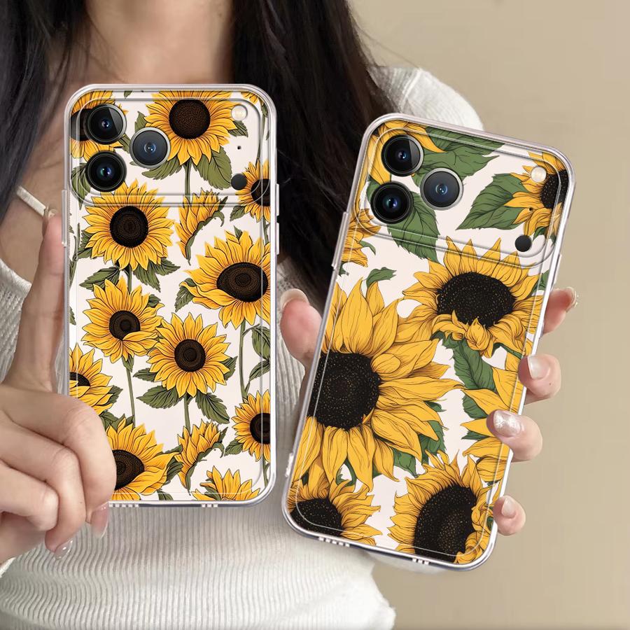 Apple Iphone 15 Pro Max - Cute Sunflower Pattern Case for Apple